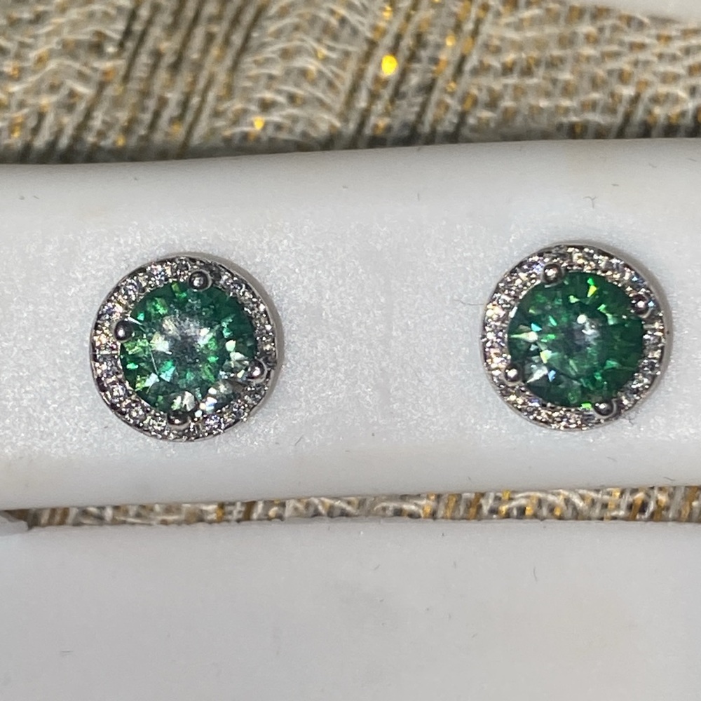 Green Halo Stud Earrings - Women Jewelry